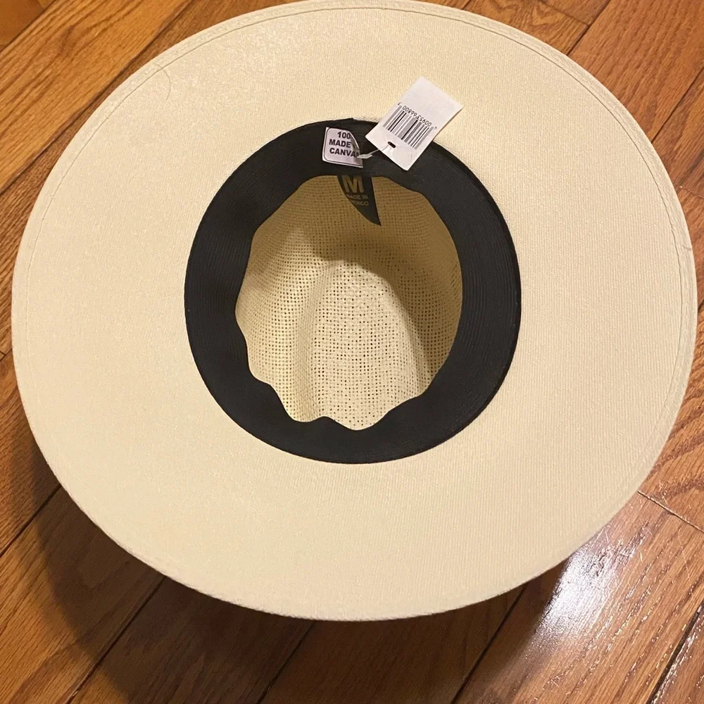 Womens 100% Canvas‎ Made in Mexico Hand Painted Butterfly Panama Hat Medium NEW